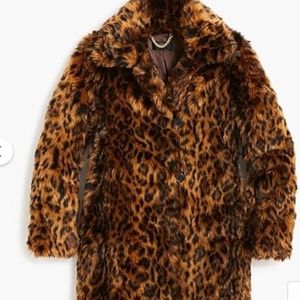 EUC J Crew  Lepoard Faux Fur button-up jacket